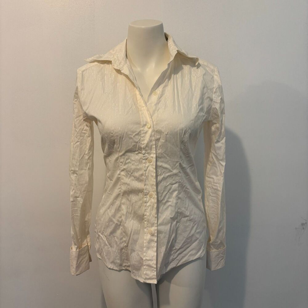 New York and Company Stretch size XS Pinstripe Metallic Office Siren Y2K Top